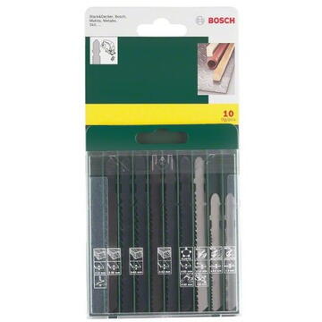 Bosch Set 10 lame de fierastrau vertical pentru lemn/metal/plastic, 10 buc