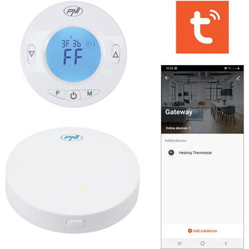 Hub Internet PNI CT25WIFI pentru Cap termostatic PNI CT25T, pentru control temperatura calorifere din aplicatie mobil Tuya Smart, integrare in scenarii si automatizari smart cu alte produse compatibile Tuya, Alexa si Google Assistant