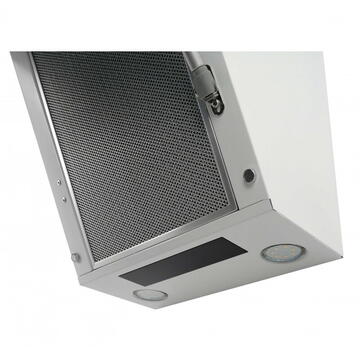 Hota Hota Decorativa Tornado Sky Touch Free 1100 (60) LED, 1 motor Turbo, latime 60 cm, 4 viteze, absorbtie 1100 m3/ora, filtru anti-grasimi aluminiu 5 straturi, Alb/Sticla