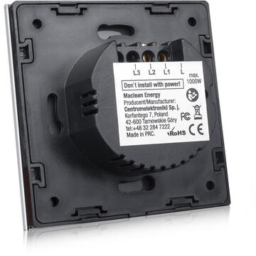 Intrerupator inteligent MACLEAN MCE701B Energy din sticla, Negru