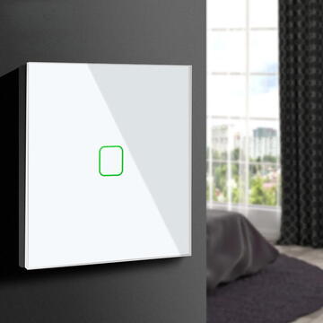 Intrerupator inteligent MACLEAN MCE701W Touch light switch, single, glass, white with square button