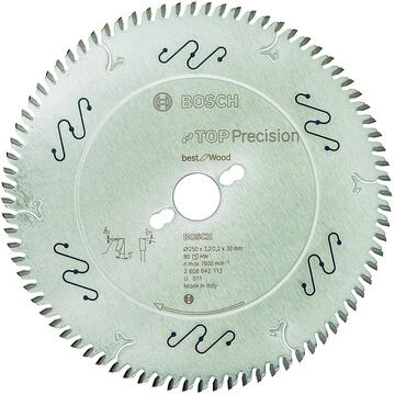 Bosch Panza fierastrau circular pentru lemn, 250x30x3.2/2.2 mm, 80 dinti
