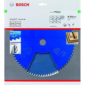 Bosch Lama circulara pentru lemn, 254 x 30 x 2,6/1,8 mm, 80 dinti