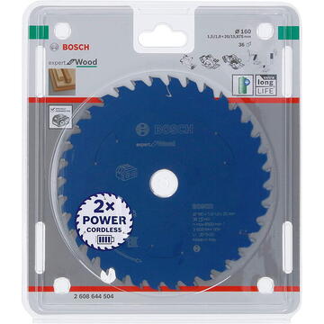 Bosch Lamă circulară pentru fierăstraie fără fir, 160 x 20 x 1,5/1 mm, 36 dinți