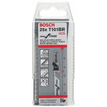 Bosch Set 25 panze de fierastrau pendular pentru lemn, 100 mm, 25 buc