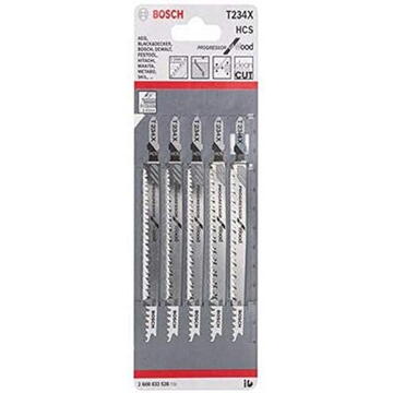 Bosch Set panze de fierastrau pentru lemn, lungime 117 mm, 5 buc