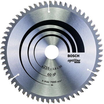 Bosch Panza de fierastrau circular pentru lemn, 216 x 30 x 2,8 mm, 60 dinti