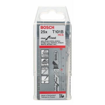 Bosch Set panze fierastrau pendular, tija cu un prag de prindere (T), 100 mm, lemn, taiere dreapta, fina, 25 bucati