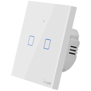 Touch light switch WiFi + RF 433 Sonoff T1 EU TX (2-gang)
