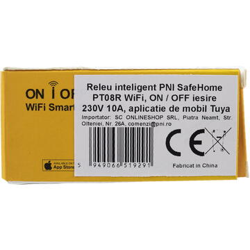 Releu inteligent PNI-PT08R, 10 A, 2.4 GHz, Alb