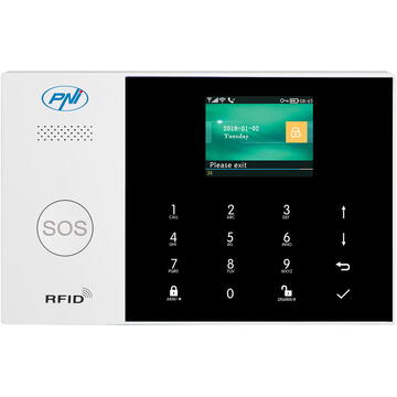 Sistem de alarma wireless PNI SafeHouse HS600 Wifi GSM 4G,  suporta 90 zone wireless si 3 zone cu fir, compatibil cu aplicatia Tuya Smart, alerta prin SMS, apel vocal, notificare pe telefon