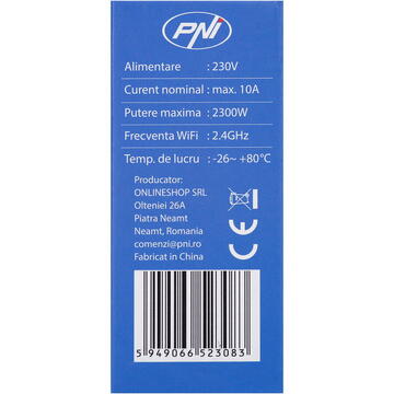 Intrerupator inteligent PNI-PT101L, 10 A, Alb