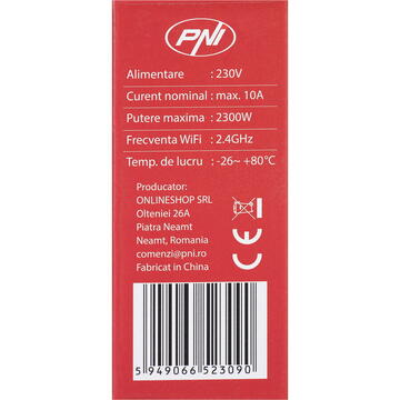 Intrerupator inteligent PNI-PT202L, 10 A, Alb