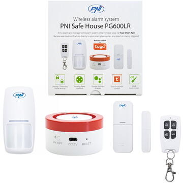 Sistem de alarma wireless PNI-PG600LR, Wireless, 2.4 GHz, Alb