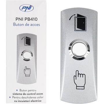 Buton de acces PNI PB410, alimentare 12V, max. 3A, contact iesire NO/COM, alianj de zinc
