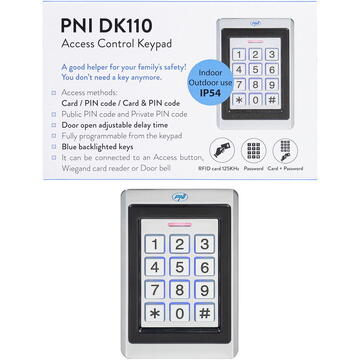 Tastatura control acces Tastatura control acces PNI DK110, stand alone, exterior si interior, IP54