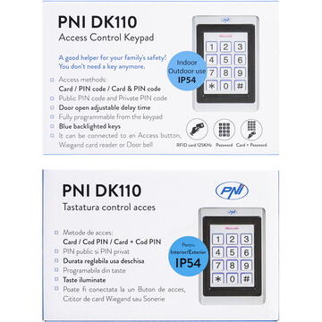 Tastatura control acces PNI DK110, stand alone, exterior si interior, IP54
