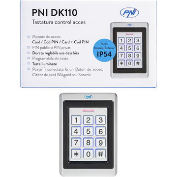 Tastatura control acces PNI DK110, stand alone, exterior si interior, IP54
