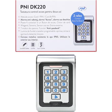 Tastatura control acces PNI-DK220, 12 V, IP65, Gri/Negru