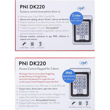 Tastatura control acces PNI-DK220, 12 V, IP65, Gri/Negru