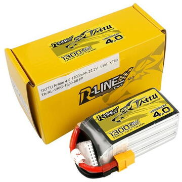 Tattu R-Line 4.0 1300mAh 22.2V 130C 6S1P XT60 Battery