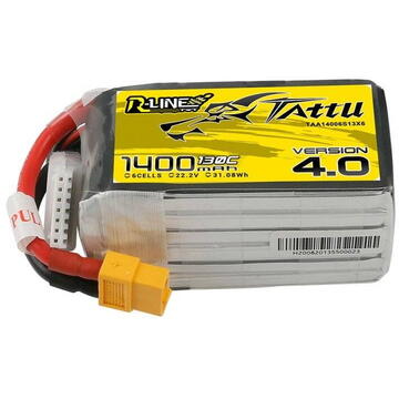 Tattu R-Line 4.0 1400mAh 22.2V 130C 6S1P XT60 Battery