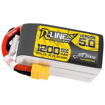 Tattu R-Line 5.0 1200mAh 22.2V 150C 6S1P XT60 Battery