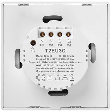 Intrerupator inteligent Sonoff 019578, 3 A, 100-240 V,  Alb