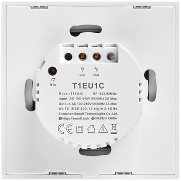 Intrerupator inteligent Sonoff 019577, 2 A, 433 MHz, Alb