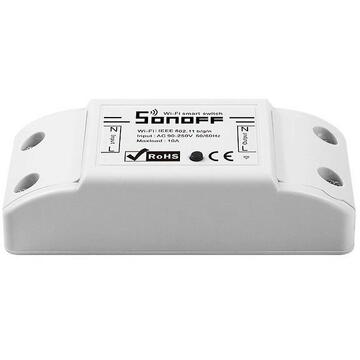 Releu inteligent Sonoff 022609, 90V~250V, 2.4 GHz, Alb