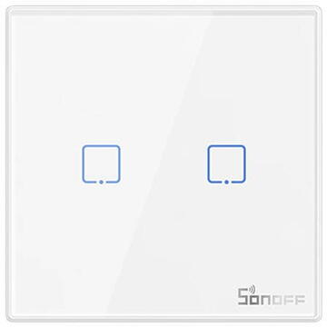 Intrerupator inteligent Sonoff T2EU2C-RF, 433 MHz, 6 V, Alb