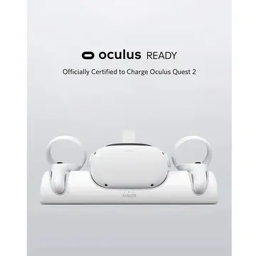 Anker Statie incarcare pentru Oculus Quest 2, suport pentru casti si controllere, 2 baterii reincarcarbile, USB-C, Alb