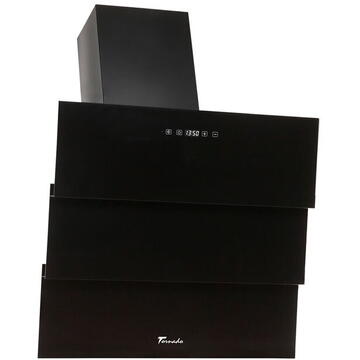 Hota Hota Decorativa Tornado Megas 1200 (60) LED, clasa A, 1 motor Turbo, latime 60 cm, 4 viteze, absorbtie 1200 m3/ora, filtru anti-grasimi aluminiu 5 straturi, Negru