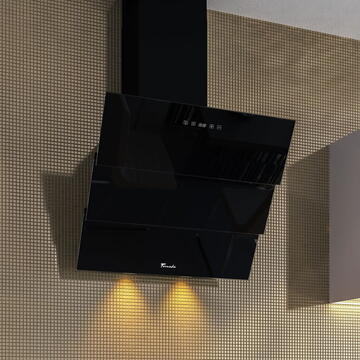 Hota Hota Decorativa Tornado Megas 1200 (60) LED, clasa A, 1 motor Turbo, latime 60 cm, 4 viteze, absorbtie 1200 m3/ora, filtru anti-grasimi aluminiu 5 straturi, Negru