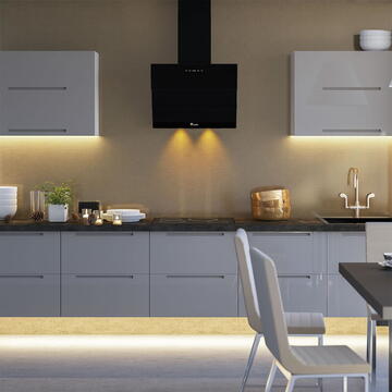 Hota Hota Decorativa Tornado Megas 1200 (60) LED, clasa A, 1 motor Turbo, latime 60 cm, 4 viteze, absorbtie 1200 m3/ora, filtru anti-grasimi aluminiu 5 straturi, Negru