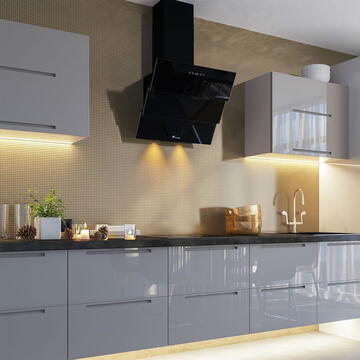 Hota Hota Decorativa Tornado Megas 1200 (60) LED, clasa A, 1 motor Turbo, latime 60 cm, 4 viteze, absorbtie 1200 m3/ora, filtru anti-grasimi aluminiu 5 straturi, Negru