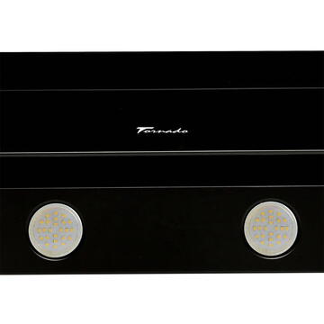 Hota Hota Decorativa Tornado Megas 1200 (60) LED, clasa A, 1 motor Turbo, latime 60 cm, 4 viteze, absorbtie 1200 m3/ora, filtru anti-grasimi aluminiu 5 straturi, Negru