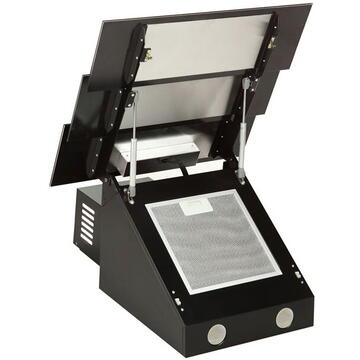 Hota Hota Decorativa Tornado Megas 1200 (60) LED, clasa A, 1 motor Turbo, latime 60 cm, 4 viteze, absorbtie 1200 m3/ora, filtru anti-grasimi aluminiu 5 straturi, Negru