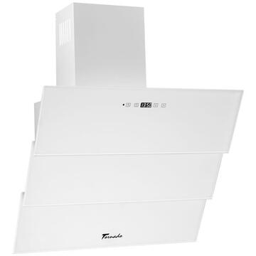 Hota Hota Decorativa Tornado Megas 1200 (60) LED, clasa A, 1 motor Turbo, latime 60 cm, 4 viteze, absorbtie 1200 m3/ora, filtru anti-grasimi aluminiu 5 straturi, Alb