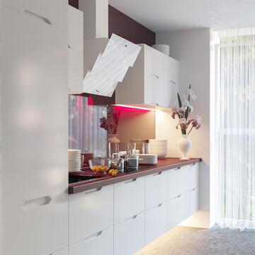 Hota Hota Decorativa Tornado Megas 1200 (60) LED, clasa A, 1 motor Turbo, latime 60 cm, 4 viteze, absorbtie 1200 m3/ora, filtru anti-grasimi aluminiu 5 straturi, Alb