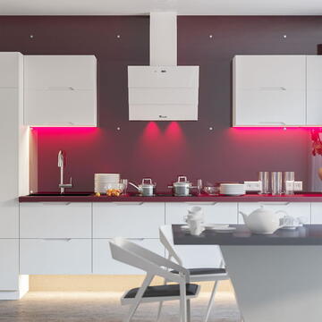 Hota Hota Decorativa Tornado Megas 1200 (60) LED, clasa A, 1 motor Turbo, latime 60 cm, 4 viteze, absorbtie 1200 m3/ora, filtru anti-grasimi aluminiu 5 straturi, Alb