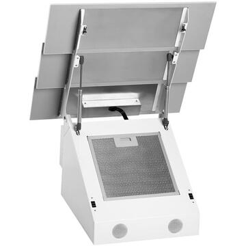 Hota Hota Decorativa Tornado Megas 1200 (60) LED, clasa A, 1 motor Turbo, latime 60 cm, 4 viteze, absorbtie 1200 m3/ora, filtru anti-grasimi aluminiu 5 straturi, Alb