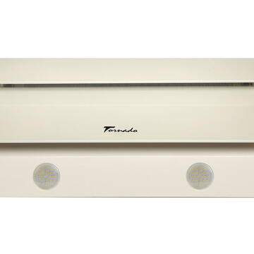 Hota Hota Decorativa Tornado Megas 1200 (90) LED, clasa A, 1 motor Turbo, latime 90 cm, 4 viteze, absorbtie 1200 m3/ora, filtru anti-grasimi aluminiu 5 straturi, Bej