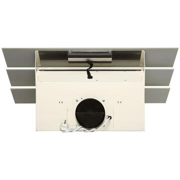 Hota Hota Decorativa Tornado Megas 1200 (90) LED, clasa A, 1 motor Turbo, latime 90 cm, 4 viteze, absorbtie 1200 m3/ora, filtru anti-grasimi aluminiu 5 straturi, Bej