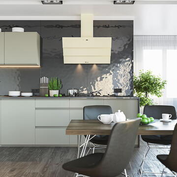 Hota Hota Decorativa Tornado Megas 1200 (90) LED, clasa A, 1 motor Turbo, latime 90 cm, 4 viteze, absorbtie 1200 m3/ora, filtru anti-grasimi aluminiu 5 straturi, Bej