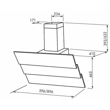 Hota Hota Decorativa Tornado Megas 1200 (90) LED, clasa A, 1 motor Turbo, latime 90 cm, 4 viteze, absorbtie 1200 m3/ora, filtru anti-grasimi aluminiu 5 straturi, Bej