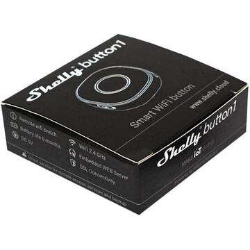 Buton WiFi Activarea sau dezactivarea actiunilor sincronizate ale mai multor dispozitive Shelly, Negru