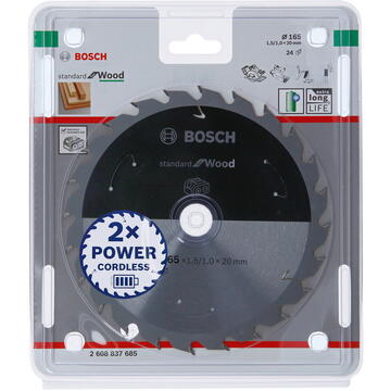 Bosch Panza fierastrau circular pentru lemn, 165 x 20 x 1.5 mm, 24 dinti