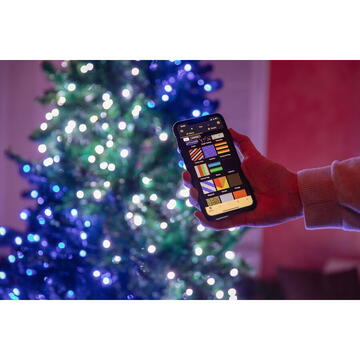 Instalatie smart Twinkly 100 LED-uri RGB, control smartphone prin Wi-fi/Bluetooth, 8 m, IP44