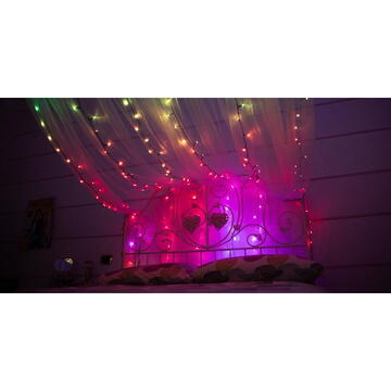 twinkly Instalatie luminoasa pentru Craciun cu WiFi , Google Assistant si Alexa , 600 LED,16 milioane de culori, 48 metri, controlabila de pe smartphone, pentru interior sau exterior